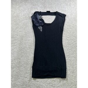 MXM Shirt Womens M Beaded Floral Stretch Short Sleeve WhimsiGoth Witchy Y2K Goth